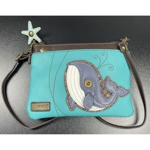 CHALA TURQUOISE BLUE WHALE MINI CROSSBODY CELL PHONE PURSE ADJUSTABLE STRAP